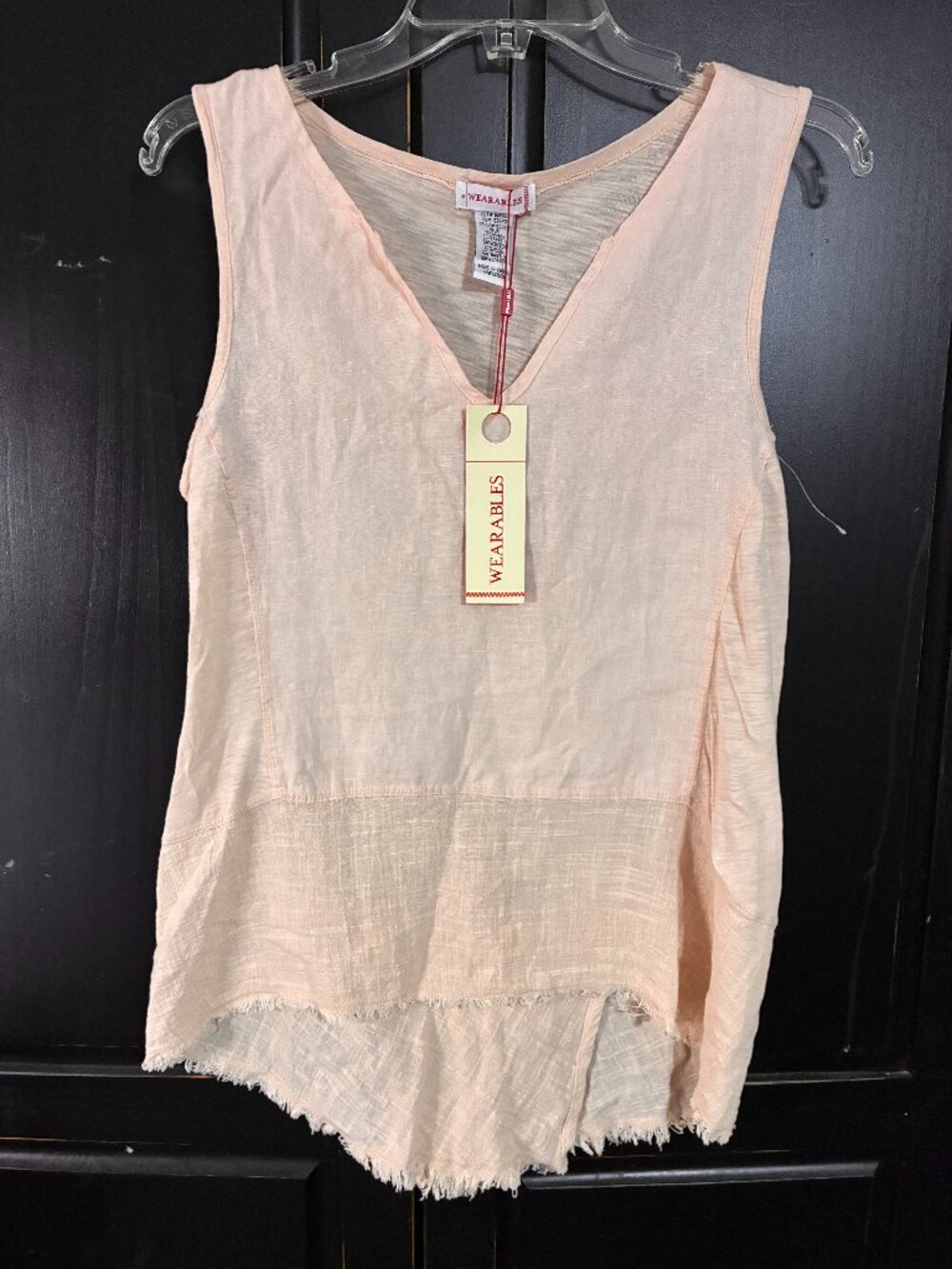 NWT XCVI Wearables 100% Linen Tank Top Pink Coastal Boho Lagenlook Beach S